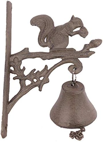 Zidna montirana rustikalna zvona zvona za vrata od lijevanog željeza zid viseće zvono na vratima grana grana vjeverica u obliku željeznog