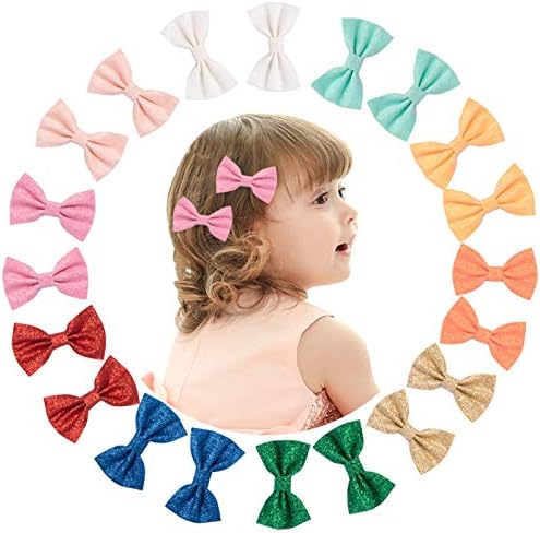 Clips toddler hair Accessories Baby 10pair Hair Blingbling Girl Bow Solid Infant Kids hair Accessories hair Ties Girl Thick